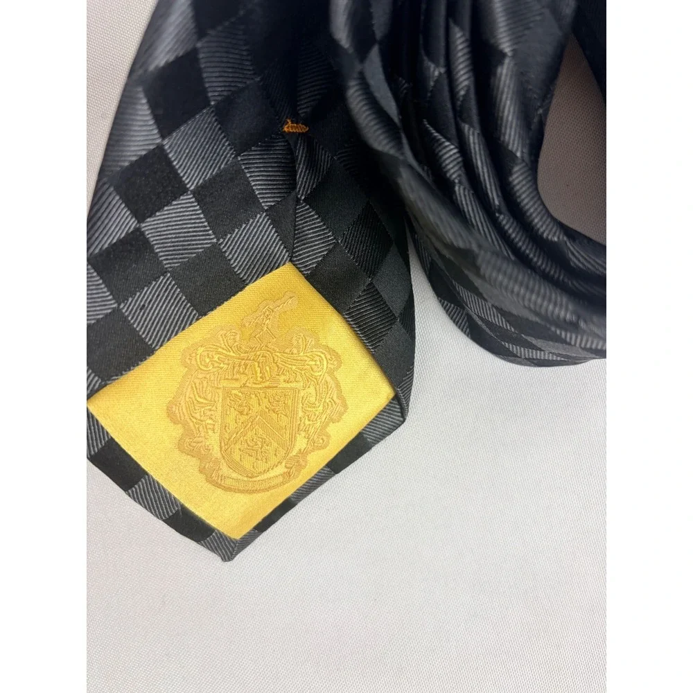 Donald J Trump Signature Collection Mens Black Grey Checkerboard Silk Necktie